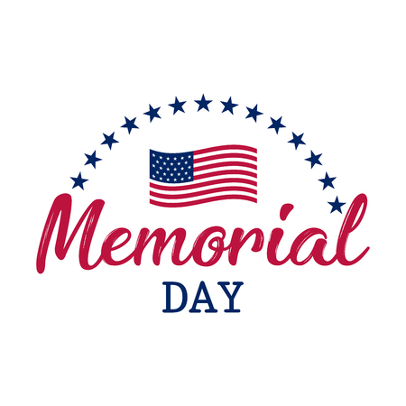 Memorial day banner with US flag and starsのイラスト素材