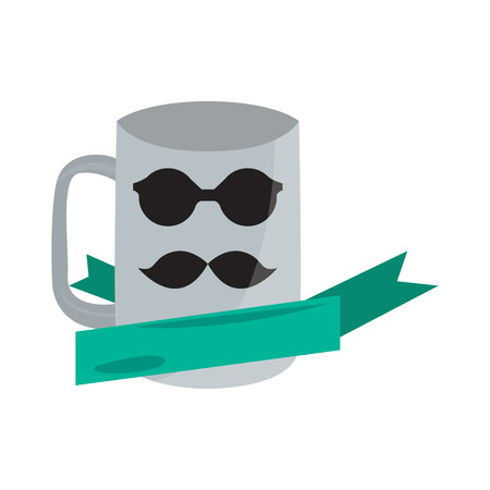 Empty coffee mug with hipster icons. Vector illustration designのイラスト素材