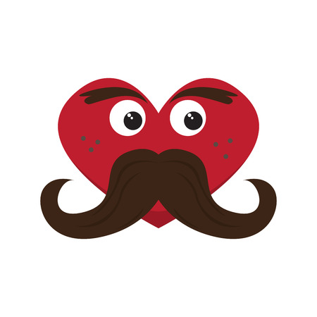 Heart shape with msutache iconのイラスト素材