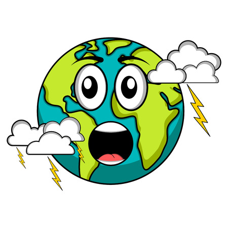 Surprised earth emote. Earth day isolated on whiteのイラスト素材