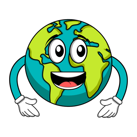 Happy earth emote. Earth day isolated on whiteのイラスト素材