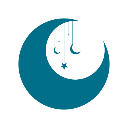 Moon with a star icon  in white background.のイラスト素材