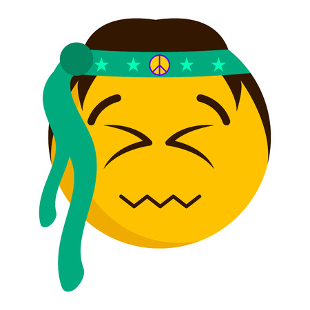Happy emoji with its eyes closed illustration on white background.のイラスト素材