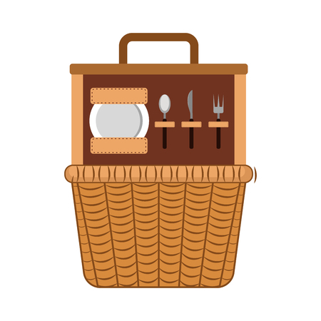 Empty picnic basket icon illustration on white background.のイラスト素材