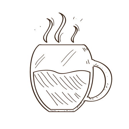Isolated retro coffee mug sketch isolated on plain background.のイラスト素材