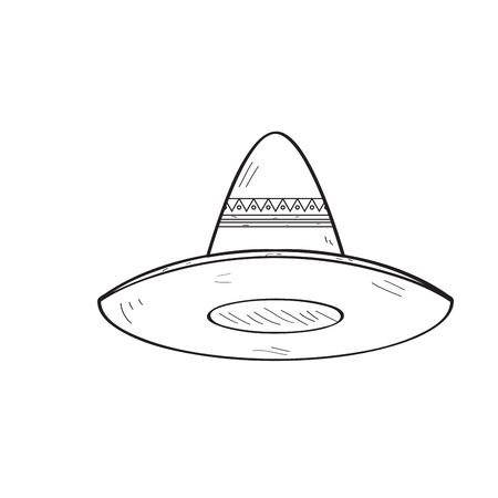 Traditional mexican hat sketchのイラスト素材