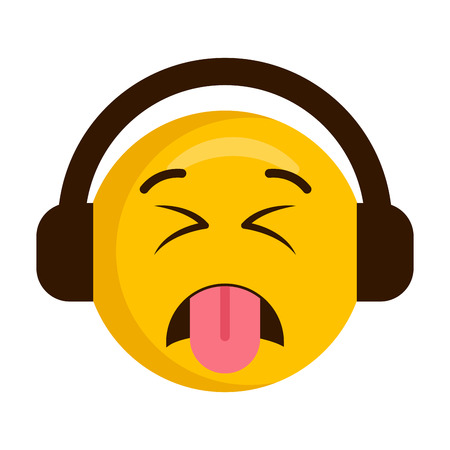 Disgusted emoji with headphones iconのイラスト素材