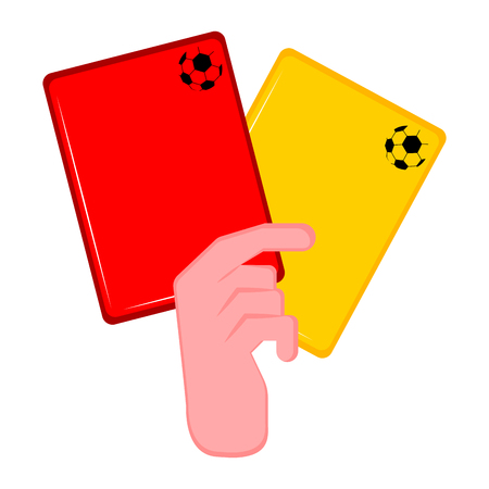 Hand holding both red and yellow cardのイラスト素材