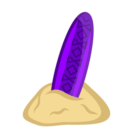 Isolated surfboard on sand iconのイラスト素材