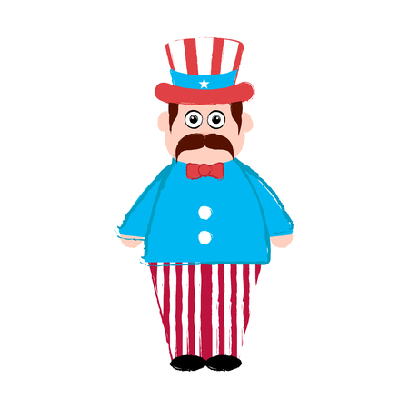 Isolated man with an american party hatのイラスト素材