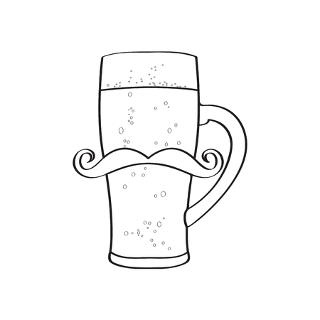 Hipster beer outlineのイラスト素材