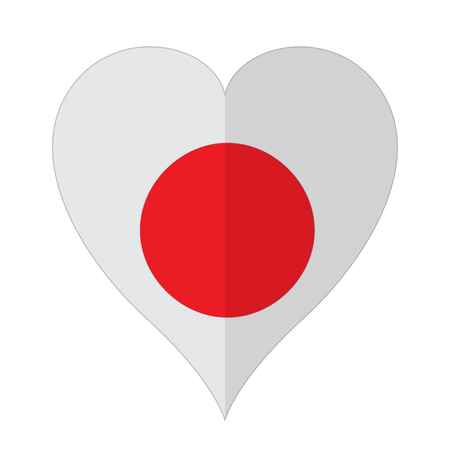 Isolated flag of Japan on a heart shapeのイラスト素材