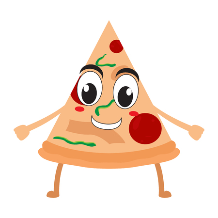 Isolated happy slice of pizzaのイラスト素材