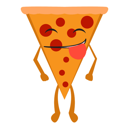 Isolated happy slice of pizzaのイラスト素材