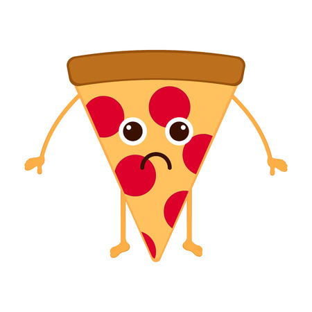 Isolated sad slice of pizza emote. Vector illustration designのイラスト素材