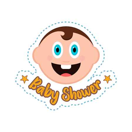 Baby shower label with a baby. Vector illustration designのイラスト素材