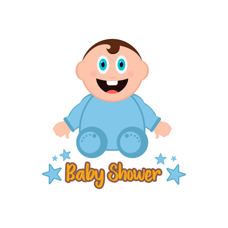 Baby shower label with a baby. Vector illustration designのイラスト素材