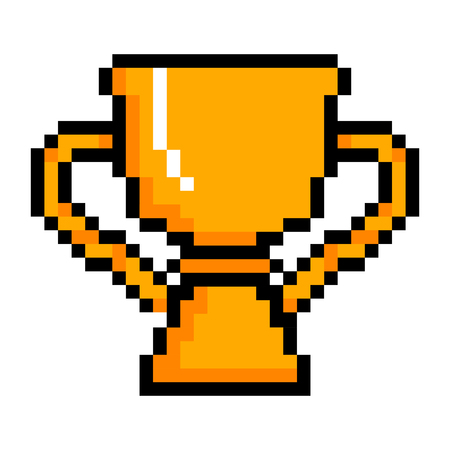 Isolated pixelated golden trophy iconのイラスト素材