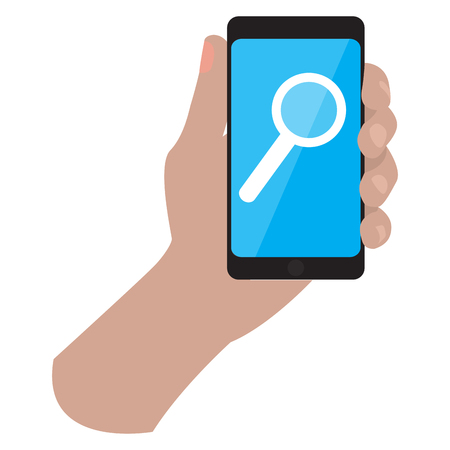 Hand holding a smartphone icon. Vector illustration designのイラスト素材