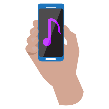 Hand holding a smartphone icon. Vector illustration designのイラスト素材