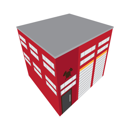 Isolated isometric fire station building icon. Vector illustration designのイラスト素材