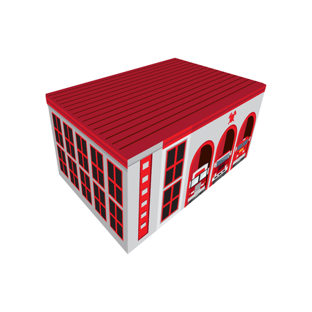 Isolated isometric fire station building icon. Vector illustration designのイラスト素材