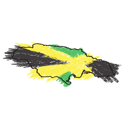Sketch of a map of Jamaica. Vector illustration designのイラスト素材