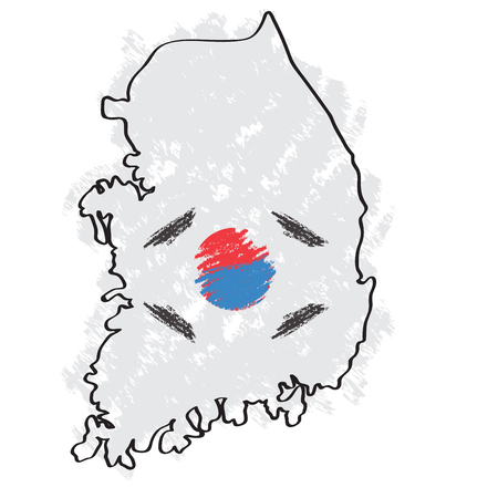 Sketch of a map of South Korea. Vector illustration designのイラスト素材