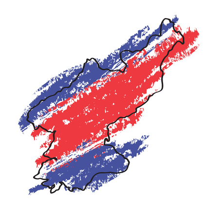 Sketch of a map of North Koreaのイラスト素材