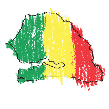 Sketch of a map of Senegal. Vector illustration designのイラスト素材