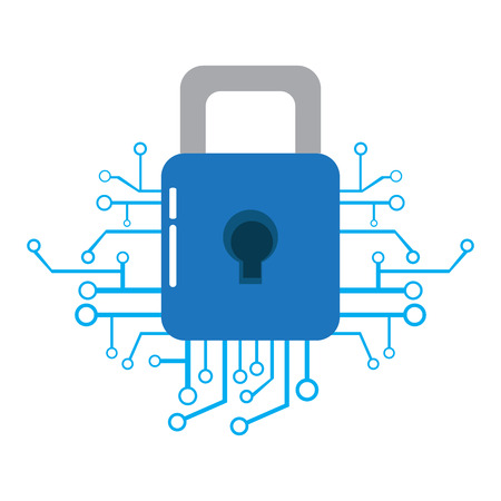 Isolated lockpad on a network. Cyber Security. Vector illustration designのイラスト素材
