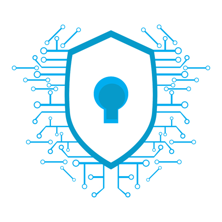 Isolated lockpad on a network. Cyber Security. Vector illustration designのイラスト素材