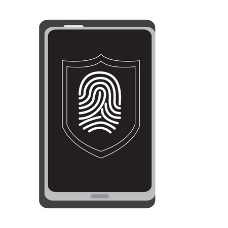 Fingerprints on a cellphone. Cyber security. Vector illustration designのイラスト素材