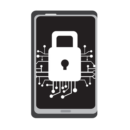 Lockpad on a cellphone. Cyber Security. Vector illustration designのイラスト素材