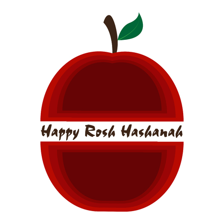 Isolated apple with text. Rosh Hashanahのイラスト素材