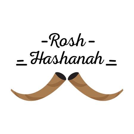 Pair of shofars with text. Rosh Hashanahのイラスト素材