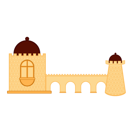 Isolated medieval bridge building. Vector illustration designのイラスト素材