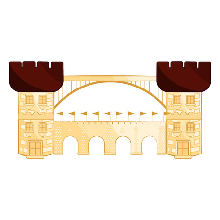 Isolated medieval bridge building. Vector illustration designのイラスト素材