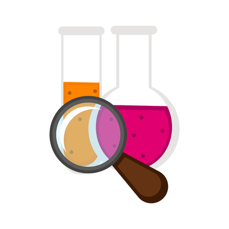 Magnifying glass and potions. Class icon. Vector illustration designのイラスト素材