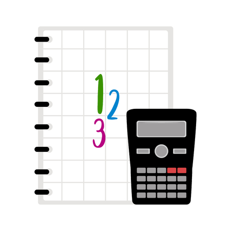 Calculator with a book icon. Math class symbol. Vector illustration designのイラスト素材