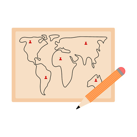 Map with a pencil icon. Vector illustration designのイラスト素材