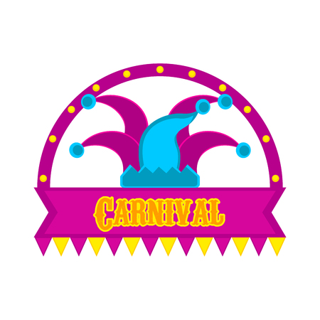 Harlequin hat on a carnival labelのイラスト素材