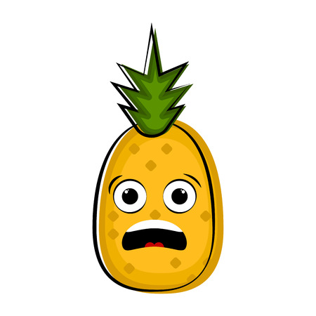 Surprised pineapple cartoon character emoteのイラスト素材