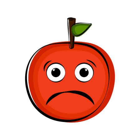 Sad orange cartoon character emote. Vector illustration designのイラスト素材