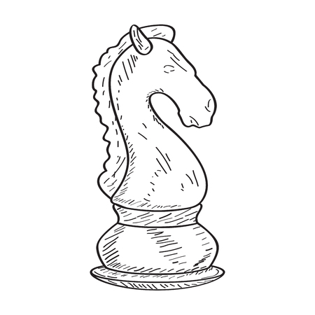 Retro sketch of a knight chess piece. Vector illustration designのイラスト素材