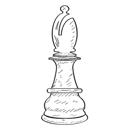 Retro sketch of a bishop chess piece. Vector illustration designのイラスト素材