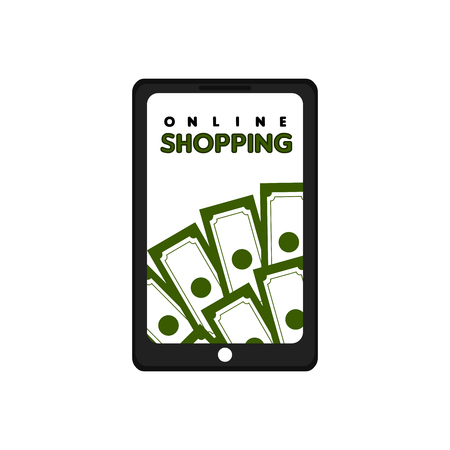 Smartphone displaying bills. Online shopping. Vector illustration designのイラスト素材