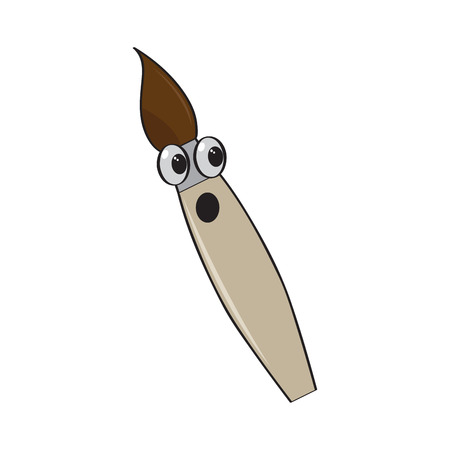 Surprised art brush cartoon character. Vector illustration designのイラスト素材