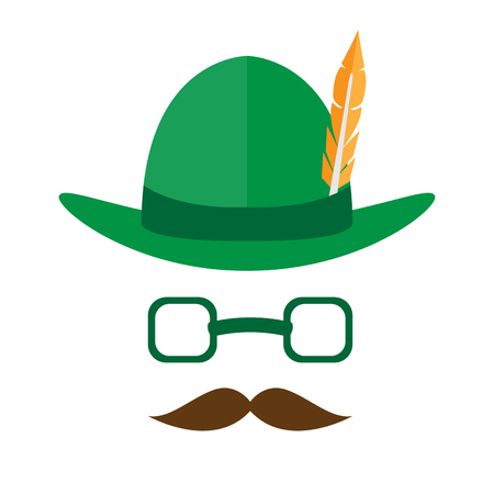Abstract hipster avatar with oktoberfest hat. Vector illustration designのイラスト素材