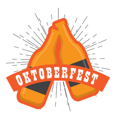 Oktoberfest label with beer bottles iconのイラスト素材